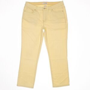 St Johns Bay Jeans Womens 8 Straight Leg Crop Light Yellow Stretch Comfort 30x24